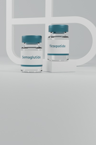 Compounded GLP1 medication vials for weight management.